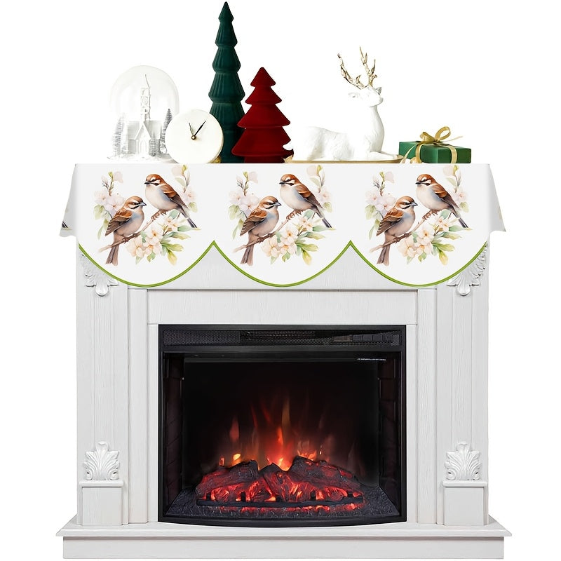 Spring Summer Bird and Flower Fireplace Scarf Polyester Rectangular Hearth Cover 49.78cm x 78.7cm