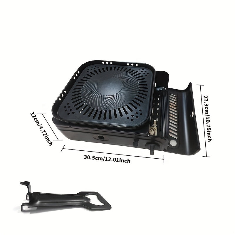 Sayohat va uy uchun portativ elektr pechka, 2300W kompaktdan stol usti grill, o'rnatilgan stand, spatula va xizmat qilish uchun likopcha bilan. Elektr energiyasi talab qilinmaydi, yengil va bardoshli dizayn uchun