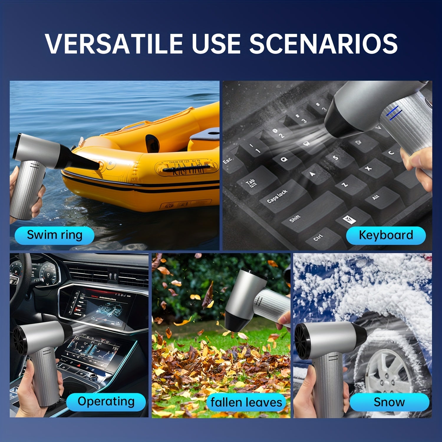 300,000 RPM Electric Air Duster Cordless 3-Speed High-Power Motor Rechargeable Metal Blower for Cleaning Keyboards Cars Home