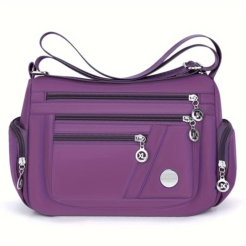Waterproof Nylon Crossbody Bag for Women with Adjustable Strap and Multi-Layer Design