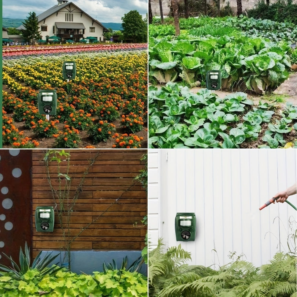 1 dona Ultrasonik Quyosh Energiya Hayvonlarni Qochiruvchi LED Yoritgich va Harakatni Aniqlash bilan, turli hayvonlarni qochiradi, 36.83 sm B*10.92 sm K*5.33 sm U