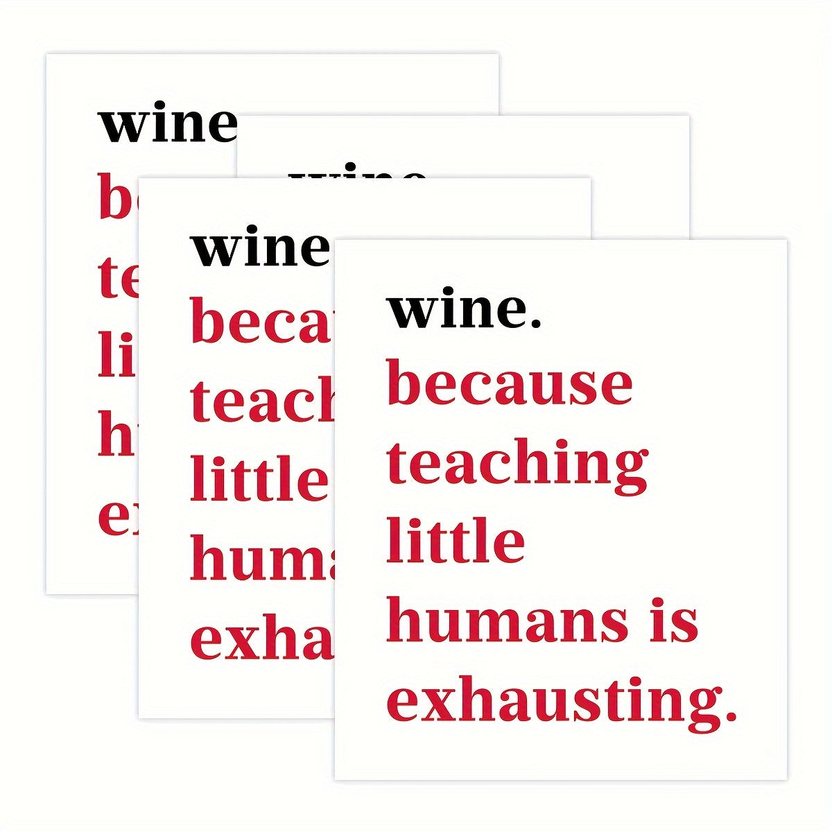 Set of 4 Thank You Wine Stickers for Teachers Teacher Appreciation Christmas Gifts