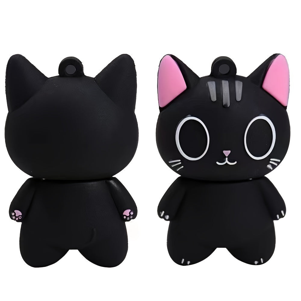Cute Cat USB Flash Drive 128GB Silicone Portable Data Storage Device