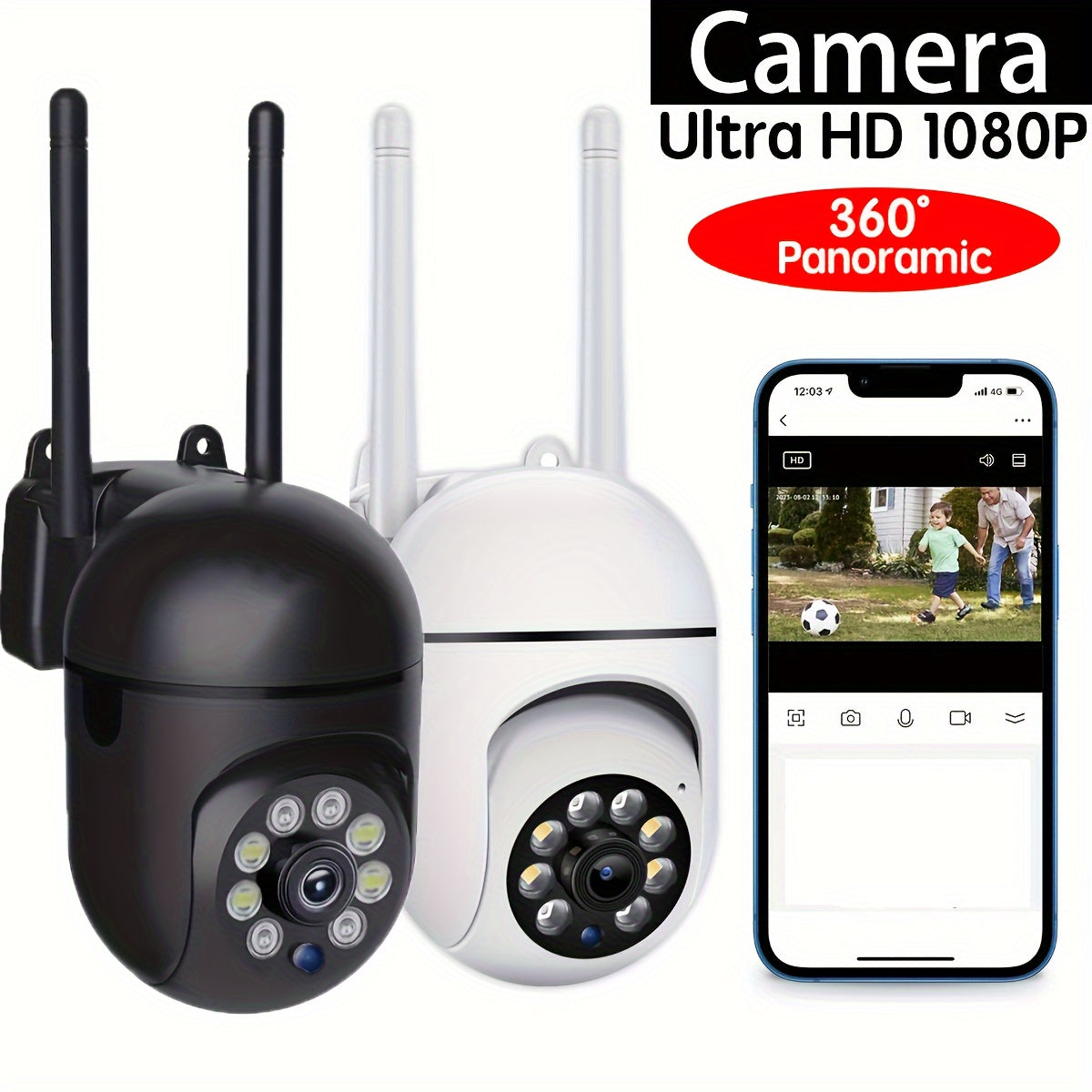 HD WiFi Security Camera 1080P Night Vision 355° Wide Angle Two-Way Intercom