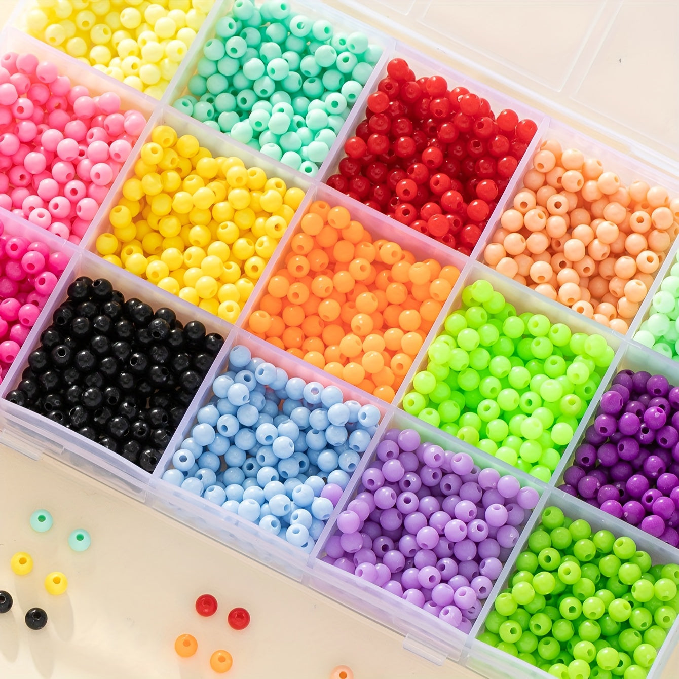 Zargarlik va hunarmandchilik uchun 4mm dumaloq 3750 ta rang-barang akril tilla to'plami