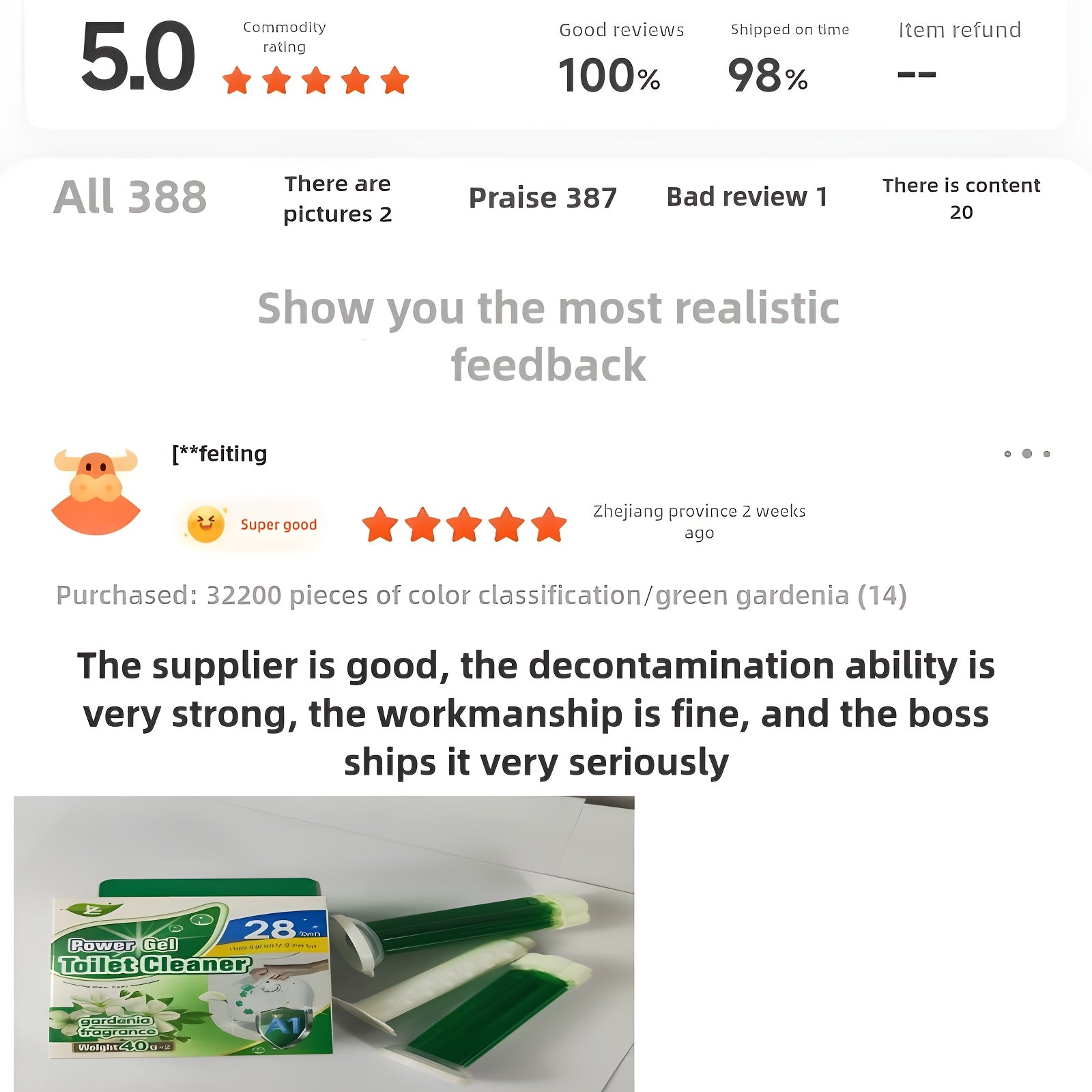 Toilet Cleaner Kit with Sticks Flowers Brush Deodorizer All-in-One Cleaning