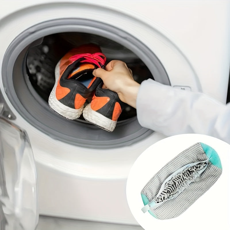 JEEAKI 2-Pack Увеличенные Сумки для Обуви для Стиральной Машины, Прочные Полиэстеровые Сумки для Стирки Обуви с Молнией, Овальные Тканевые Сумки для Стирки для Домашнего Использования, Предотвращают Деформацию