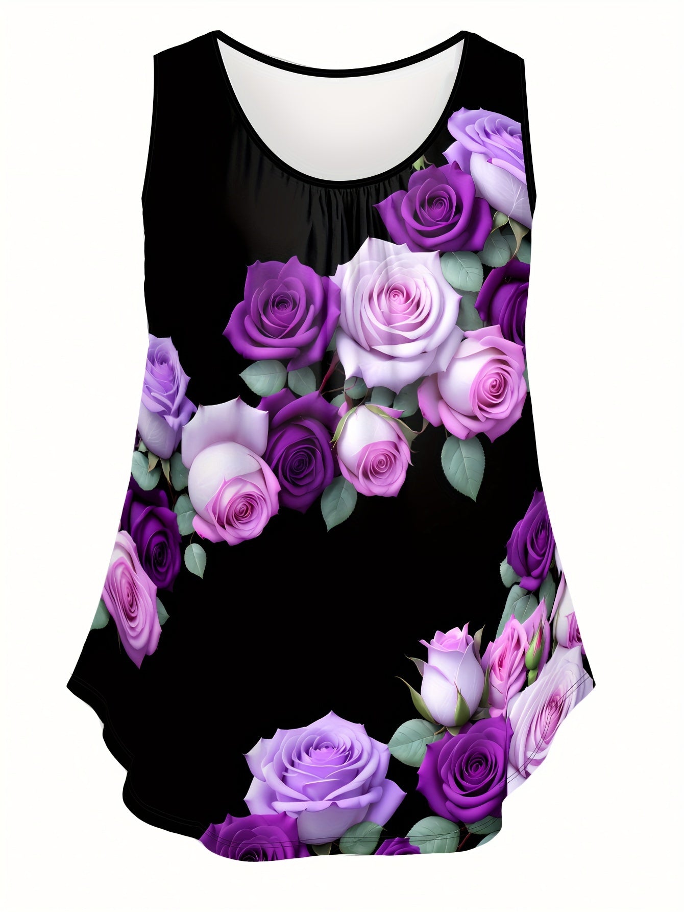 Plus Size Floral Print Tank Top Casual Sleeveless Summer Women