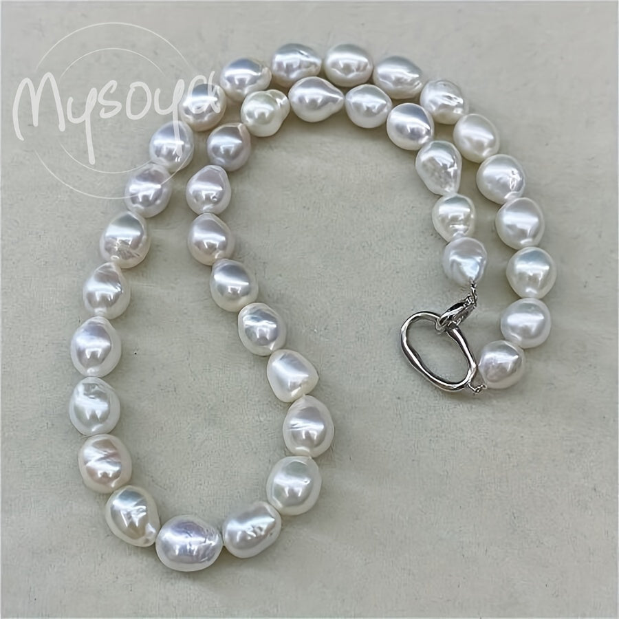 Natural Freshwater Pearl Necklace 9-11mm White Baroque Jewelry for Weddings and Special Events