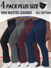 Leggings de tiro alto acampanados de talla grande con control de abdomen en color sólido