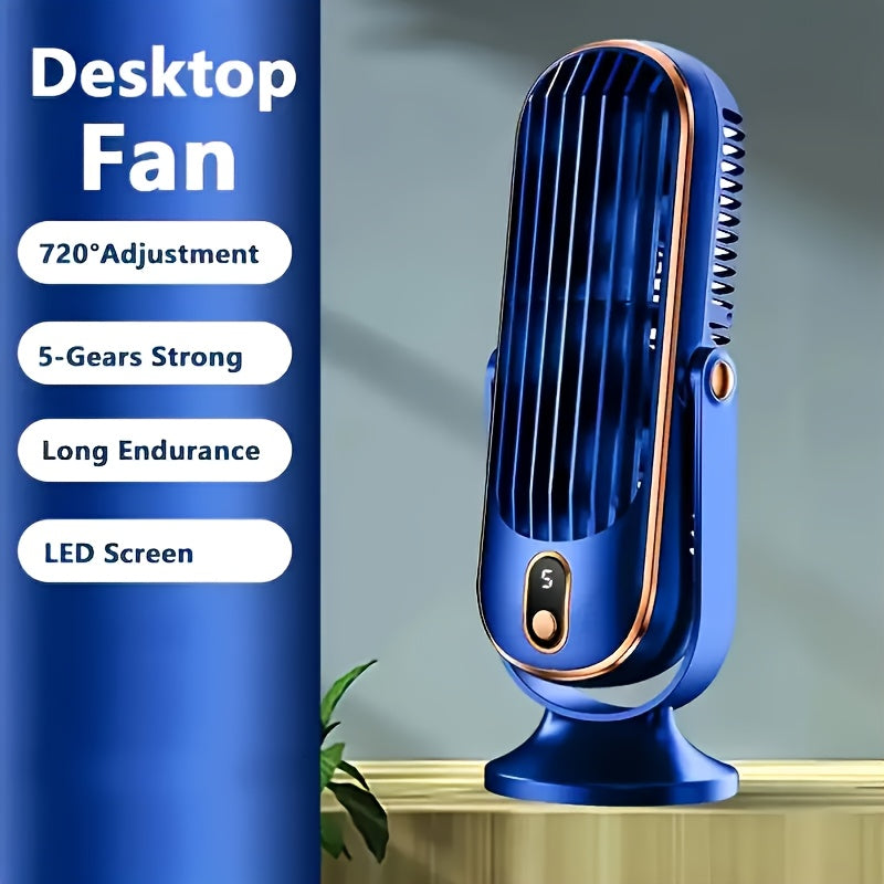 Portable Air Conditioner Cooler with 5-Position Adjustment Dual Blade Fan USB Charging for Office Dorm Travel Camping