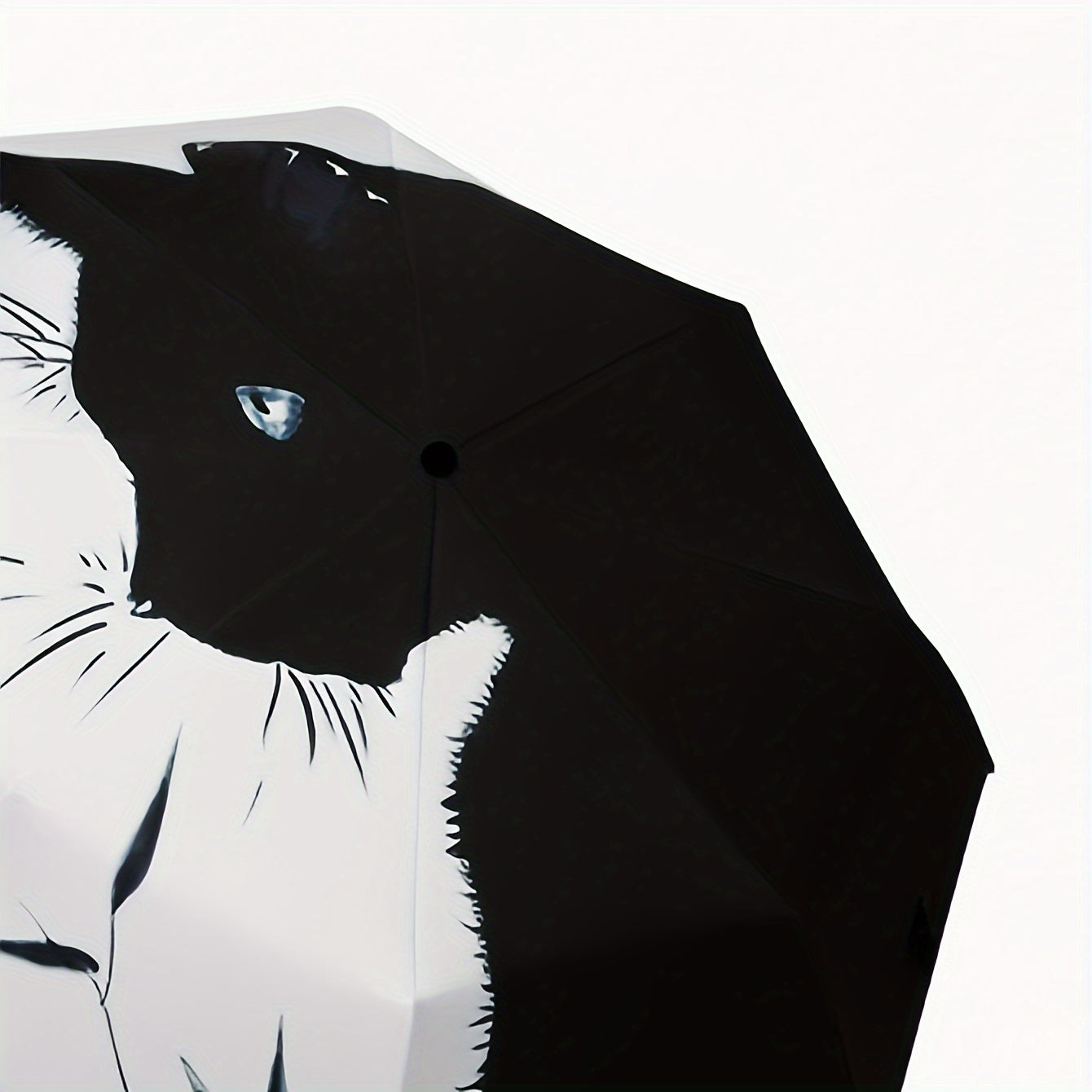 Black and White Cat Pattern Folding Umbrella Rainproof Sunshade UV Travel Umbrella