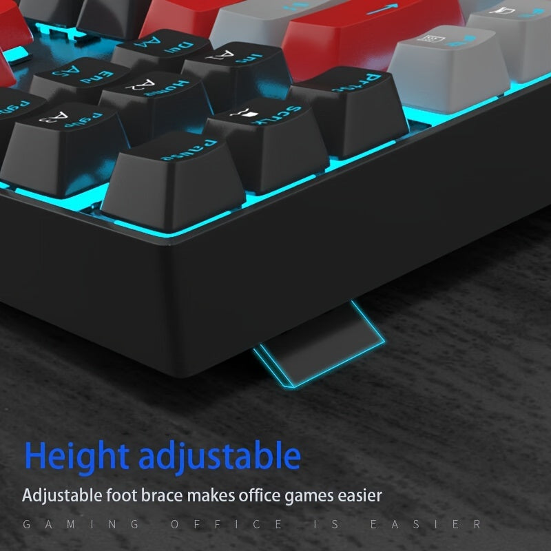 87-Key Mechanical Gaming Keyboard Backlit Wired Ergonomic Black and Blue