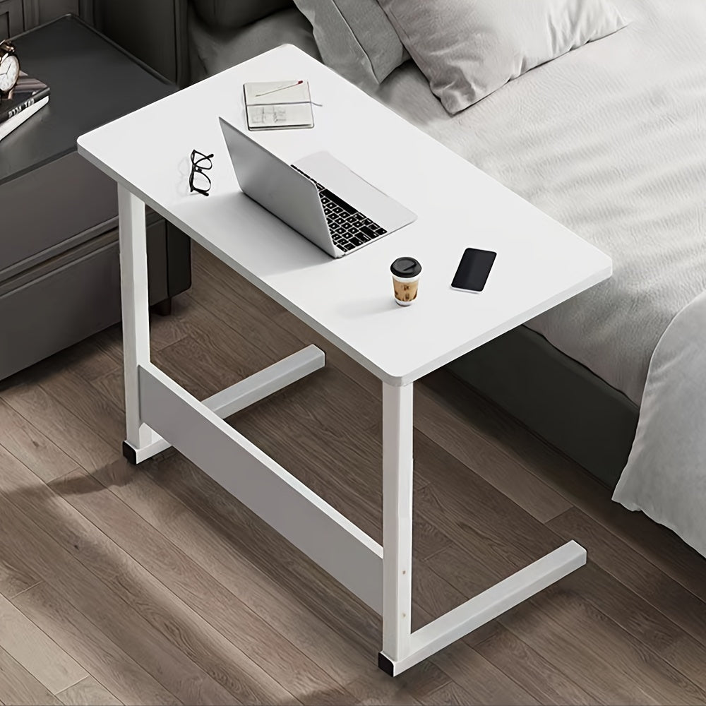 White Wooden Laptop Desk Stand, Compact and Durable Table for Home Office