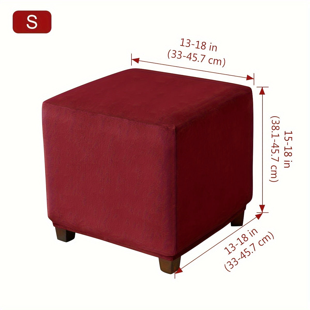 Funda de terciopelo plateada para reposapiés para taburete pequeño cuadrado