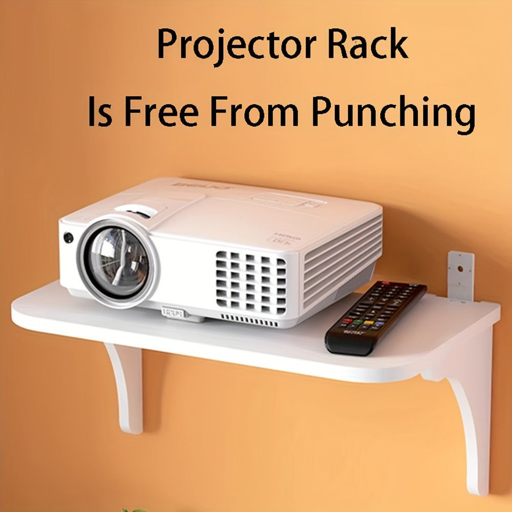 Estante de proyector mini de montaje en pared con diseño flotante para cine en casa y sala de estar, soporte para caja de cables y enrutador, duradero y minimalista