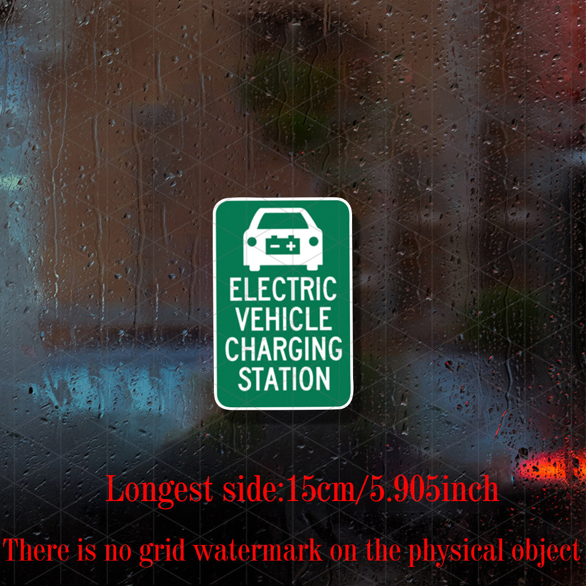 Self-Adhesive Electric Vehicle Charging Warning Sticker Vinyl Green White