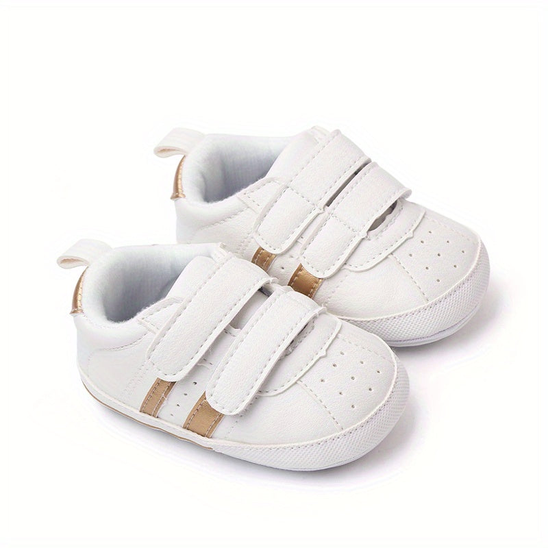 Baby Girls Striped First Walkers Sneakers Low Top Microfiber Leather Rubber Sole All-Season