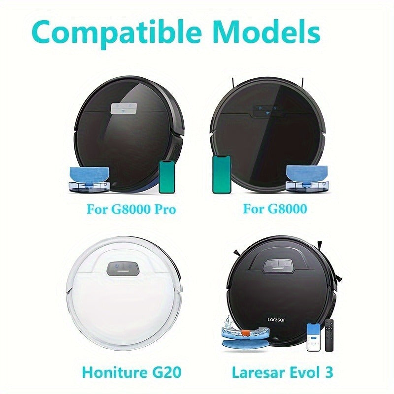 Tikom G8000/G8000 Pro Robot Tozalagich bilan ishlash uchun mo'ljallangan 6 ta mikroto'qima mopa to'plamini oling. Ushbu to'siqlar Honure G20 va Laresar Evol 3 modellari bilan ham mos keladi, samarali pol tozalash uchun yuqori singdirish qobiliyatiga ega.