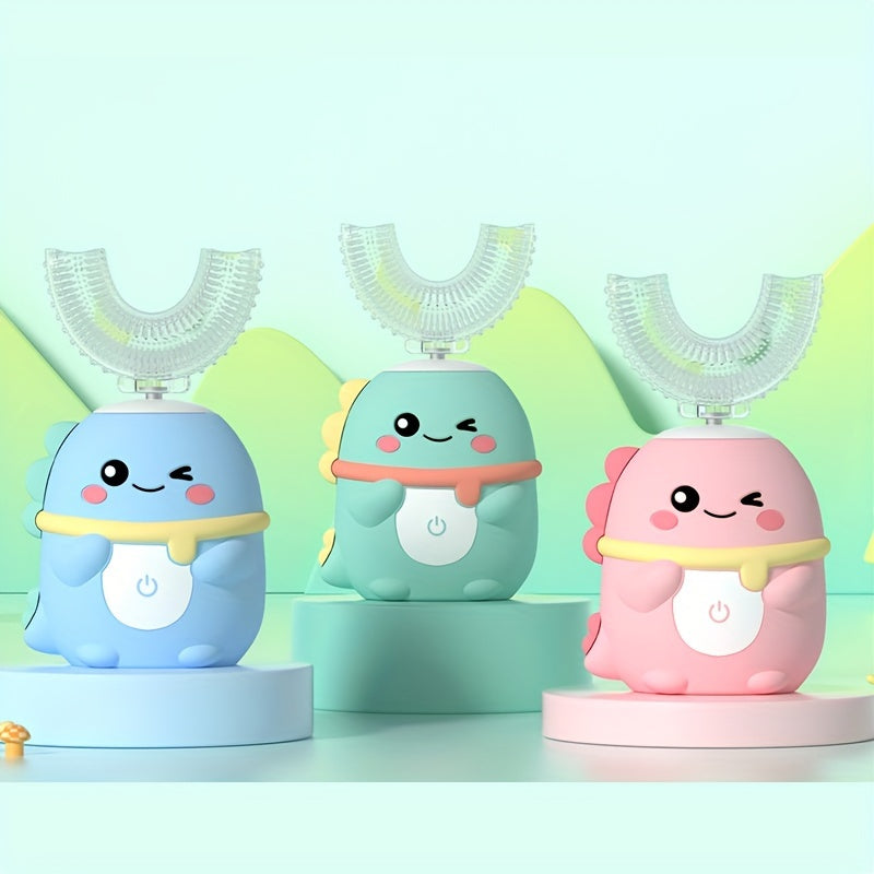 Bolalar multfilmiy dinozavr elektr tish cho'tkasi U-shaklida, taymerlar va bir nechta rejimlar bilan