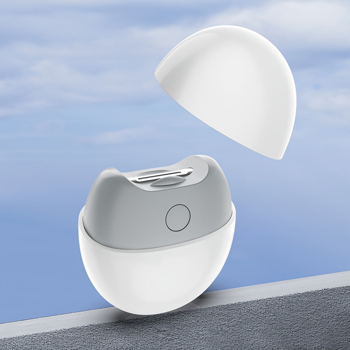 LED chiroq bilan USB orqali zaryadlanadigan elektr tirnoq kesgichi, tez manikur, oq va kulrangda portativ dizayn.