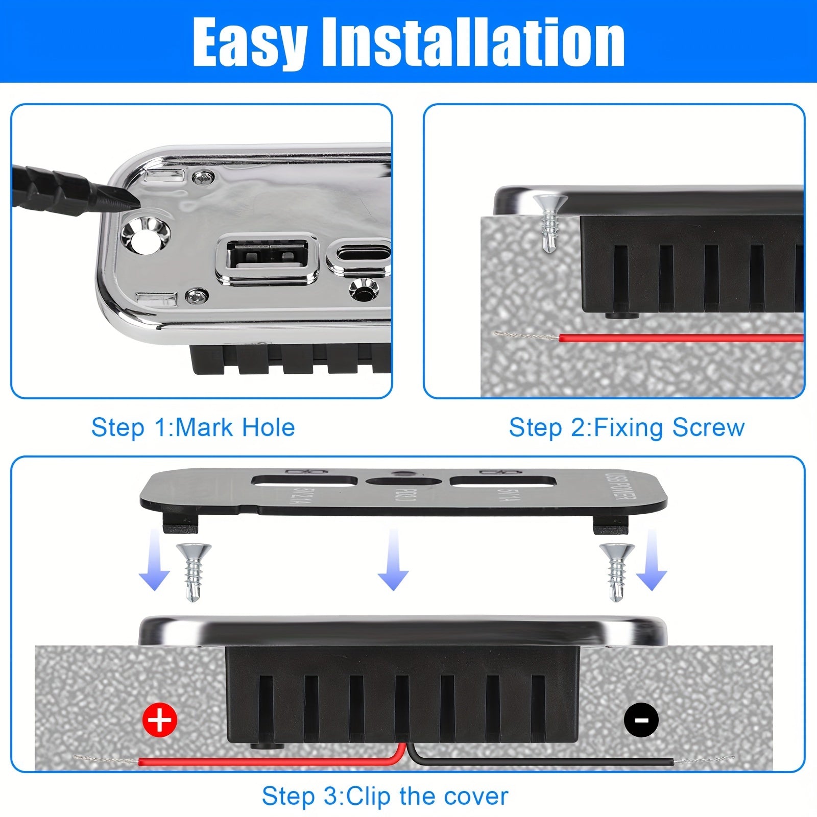 12V USB Outlet Dual USB Type C Fast Charging Car Marine Truck RV