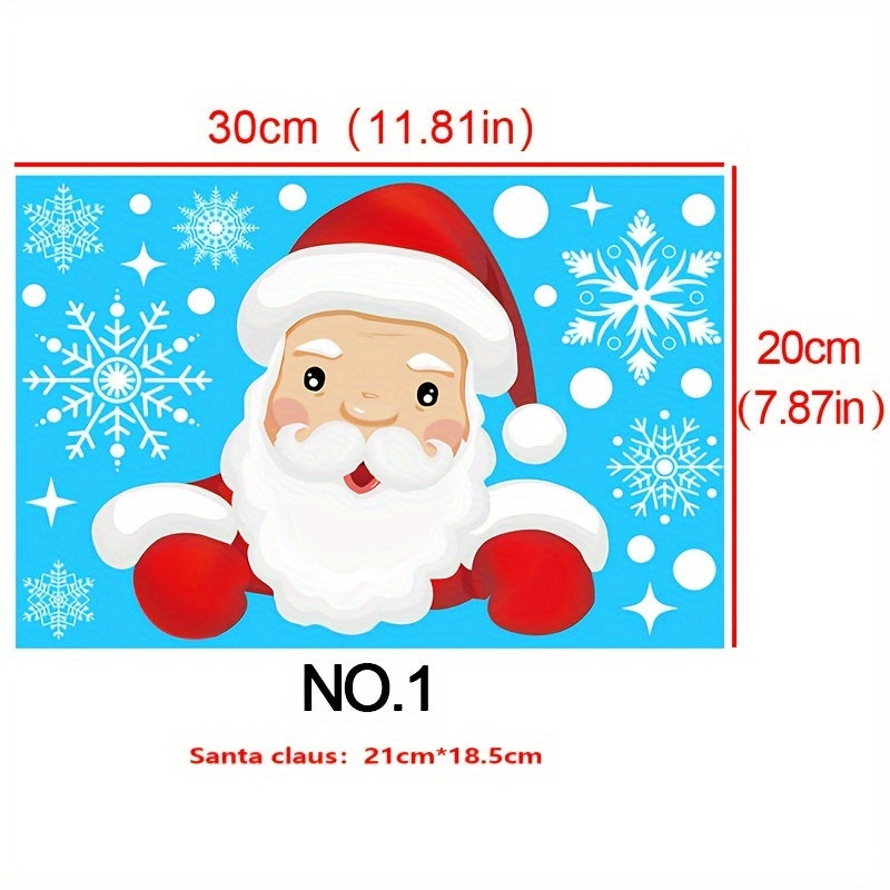 Christmas Window Clings Set with Snowflake and Santa Designs for Holiday Decor