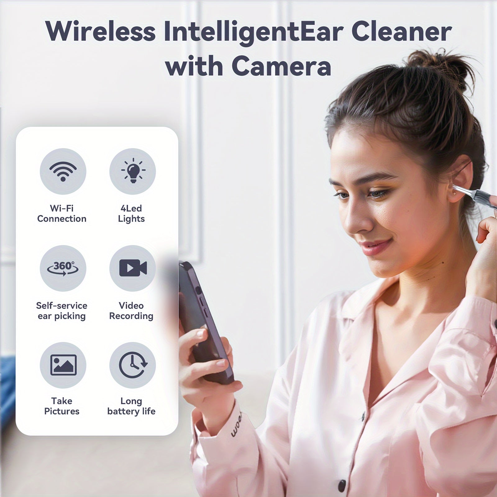 3-in-1 Earwax Removal Tool with 1200W Ear Mirror and Cleaning Spoon