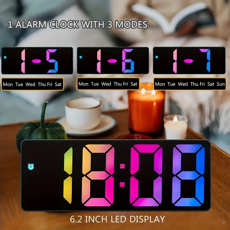 LED Alarm Clock with Temperature Display Silent USB Powered for Bedroom Home Decor