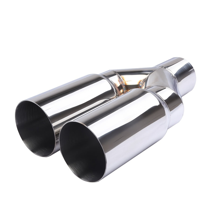 Universal Stainless Steel Y-Shaped Dual Tailpipe 63-76mm Exhaust Outlet