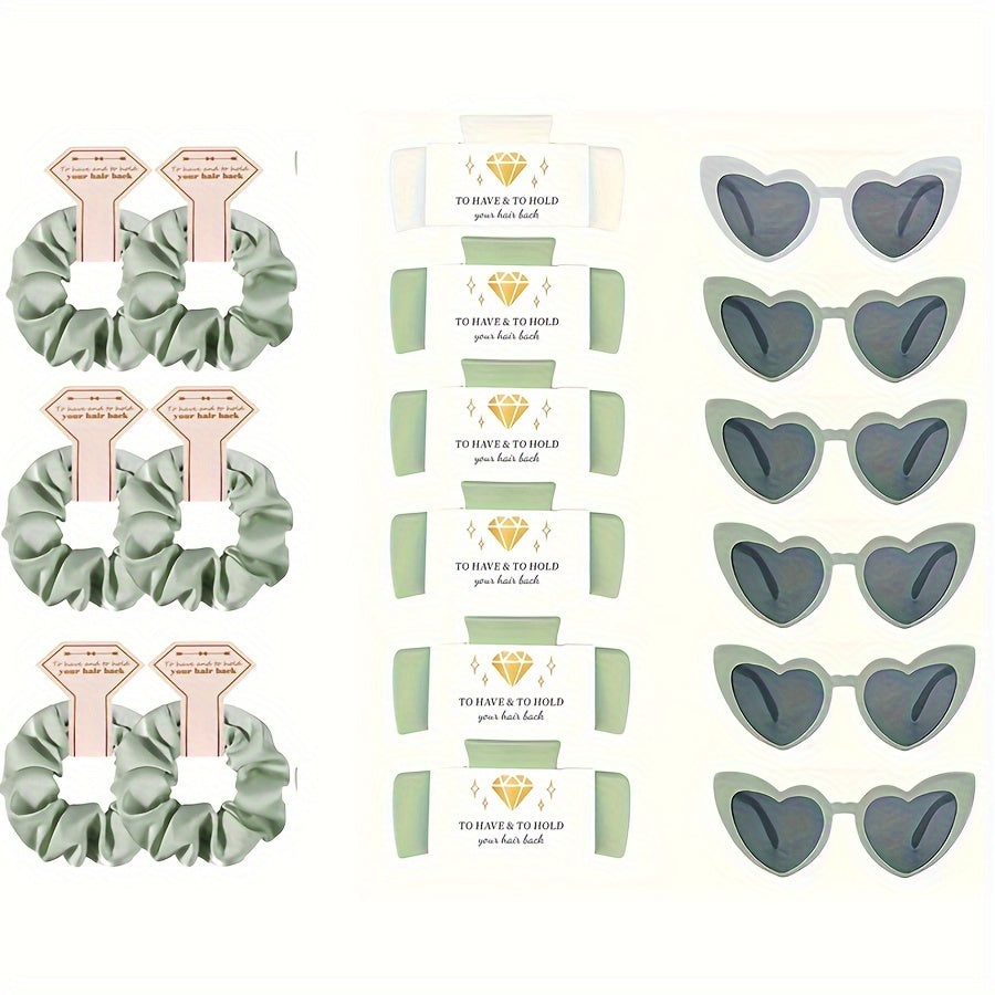 18-Piece Bridal Hair Accessory Set with Scrunchies and Claw Clips for Bridesmaids