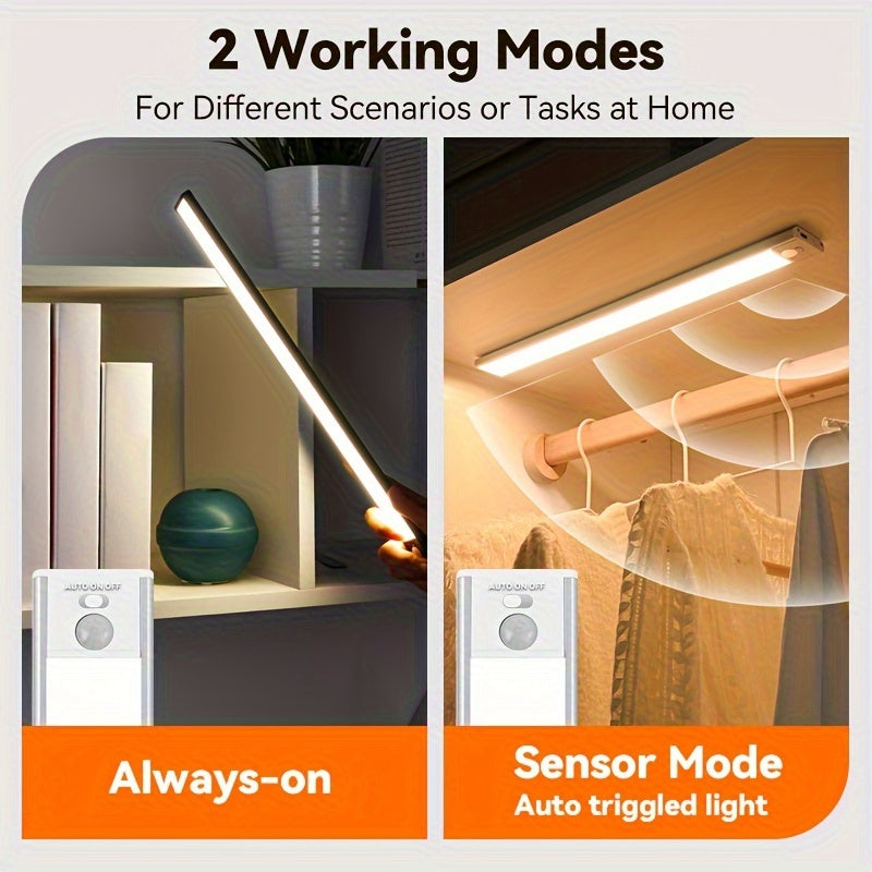 LED Motion Sensor Light for Cabinets Under Counter Closet Wardrobe with Rechargeable Battery