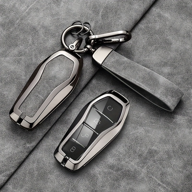 Car Key Cover Zinc Alloy Durable Wear-Resistant Drop-Proof Keychain Accessory