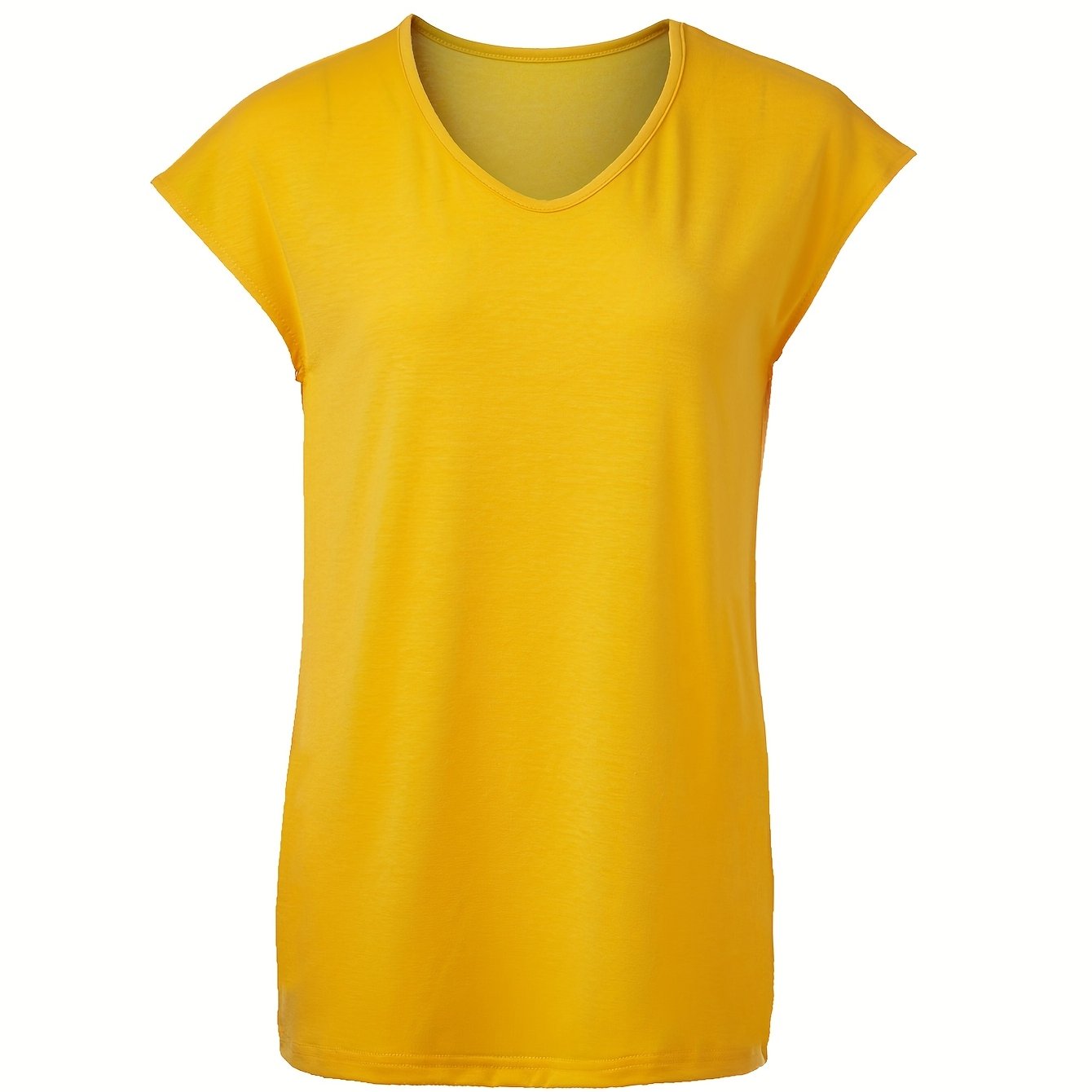 Plus Size Women's Light Blue V-Neck Short Sleeve Polyester Sports T-Shirt