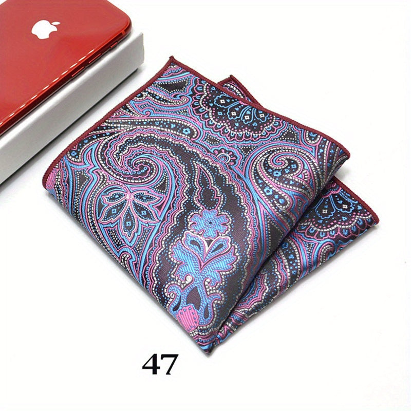 Pañuelo de bolsillo de jacquard paisley para hombre, patrón de anacardo, accesorio elegante
