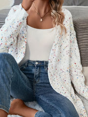 Plus Size Women's Oversized Long Sleeve Cardigan Colorful Abstract Pattern Open Front Casual Sweater