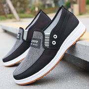 Men's Canvas Slip-On Sneakers with White Laces Non-Slip Rubber Sole All-Season Casual Shoes