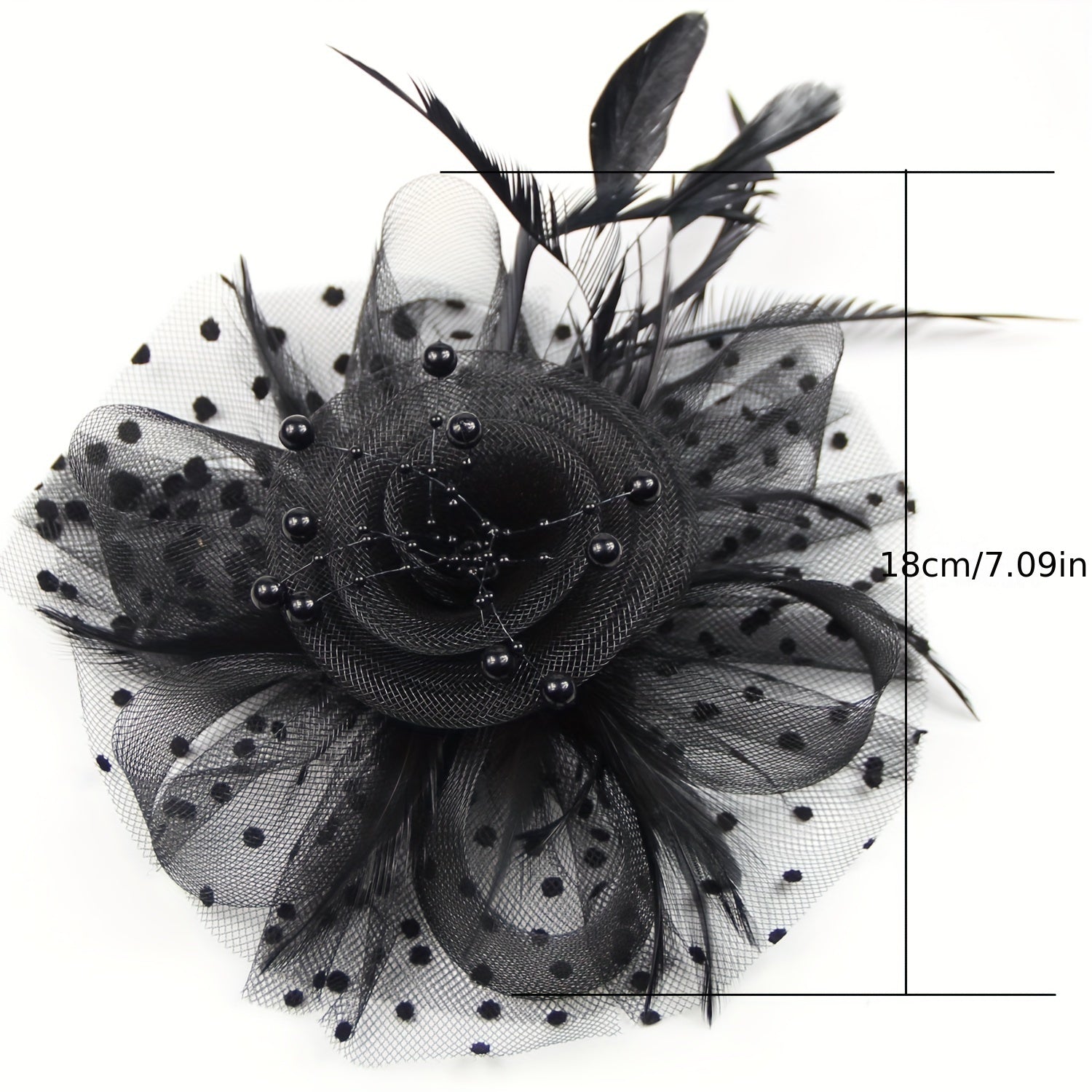 Vintage ayollar uchun fascinator bosh kiyimi, gul tarmog'i va sun'iy qush mo'ylovi bilan, to'ylar va choy partiyalari uchun