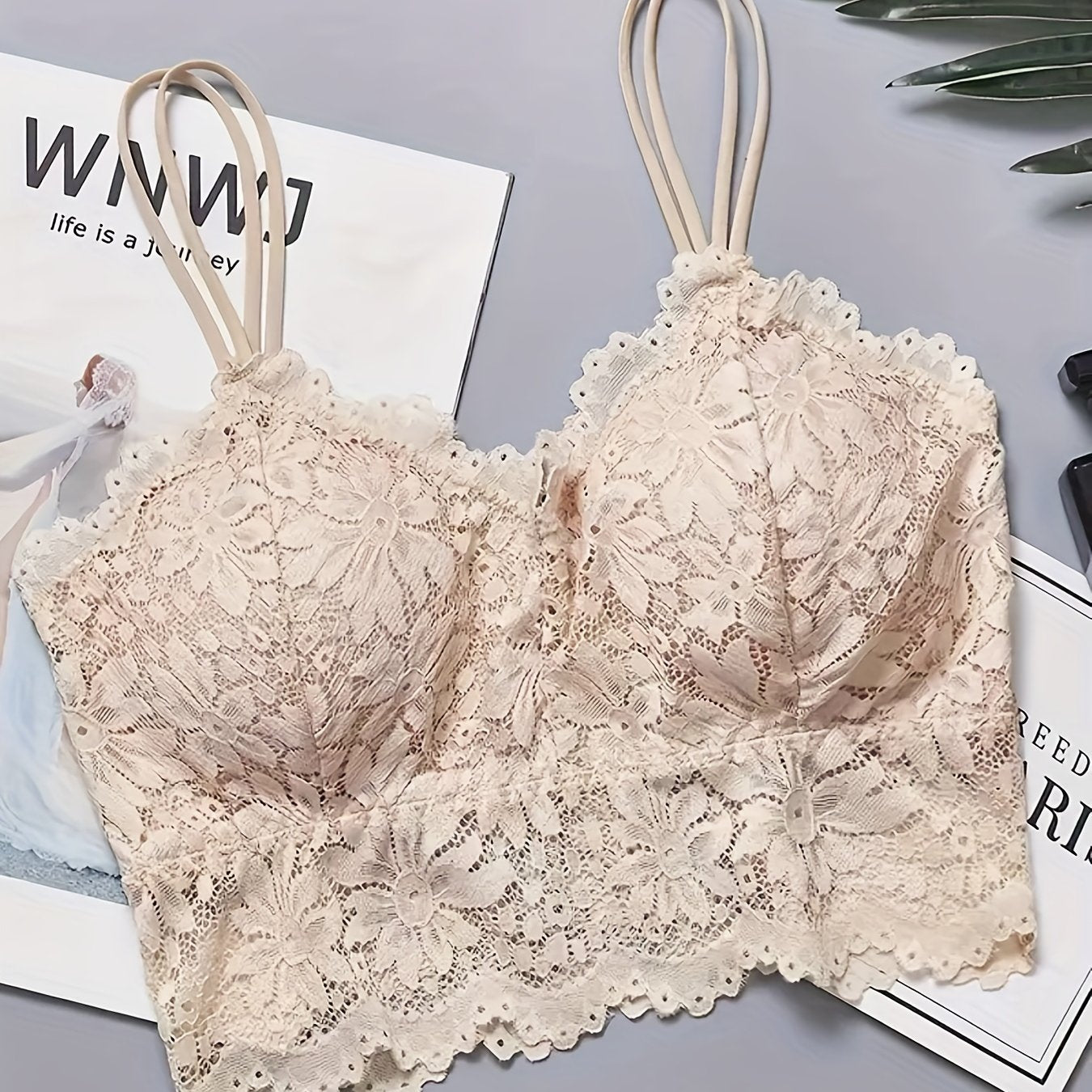 Wireless Lace Bralette for Women with Scallop Trim Comfortable Everyday Lingerie