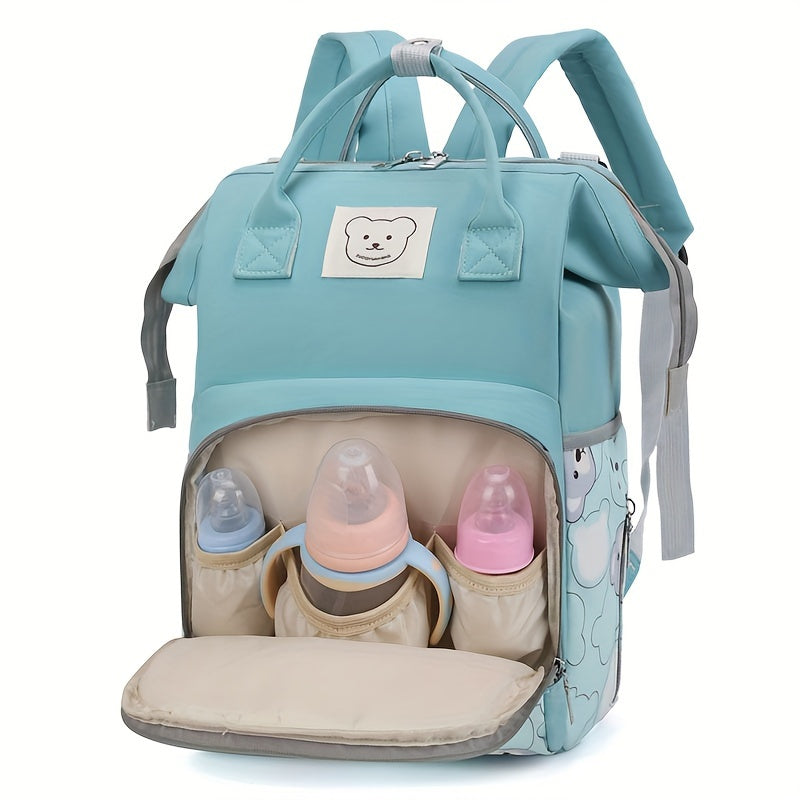 Lightweight Waterproof Baby Backpack with Bear Motif for Moms on the Go