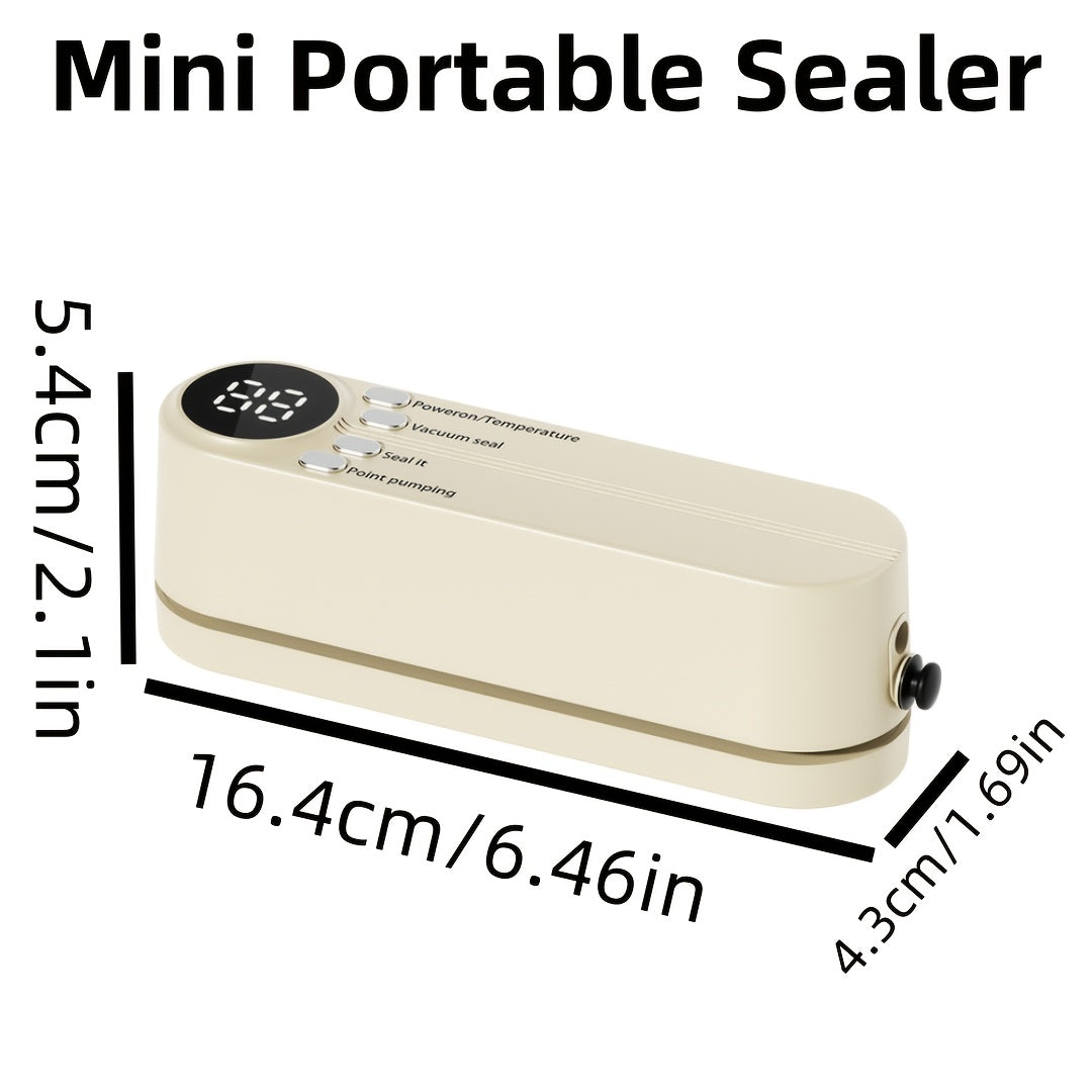 Rechargeable Food Vacuum Sealer with LED Indicator Compact Automatic Preservation for Dry and Moist Items