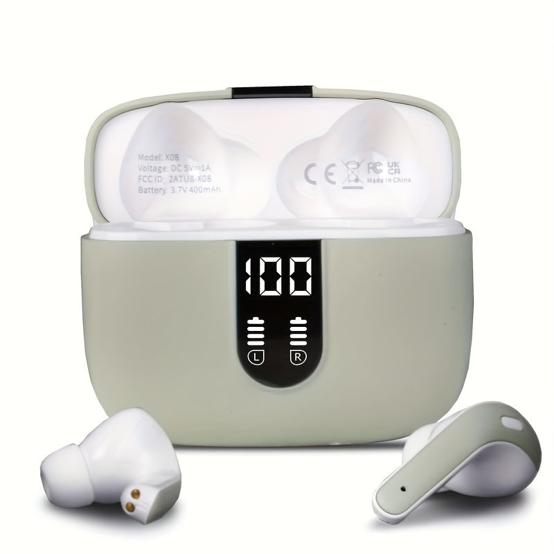 Wireless Earbuds with 60H Playback Noise Cancelling Touch Control Rechargeable Battery