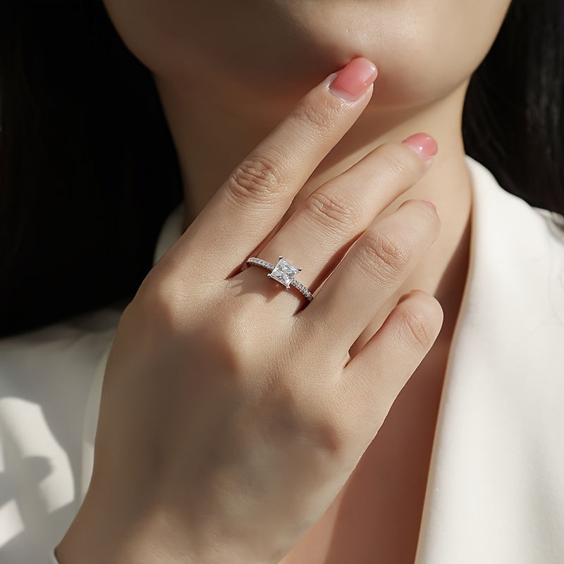 925 Silver Moissanite uzuk 0.9ct to'y uzugi sovg'a qutisi bilan