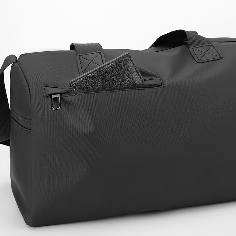 Casual Black Oxford Cloth Duffel Bag with Shoe Compartment for Weekend Travel and Gym