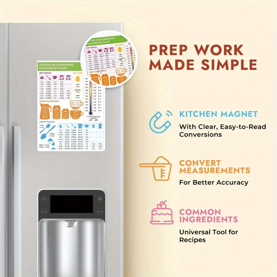 Kitchen Conversion Chart Magnet - Imperial & Metric Measuring Guide