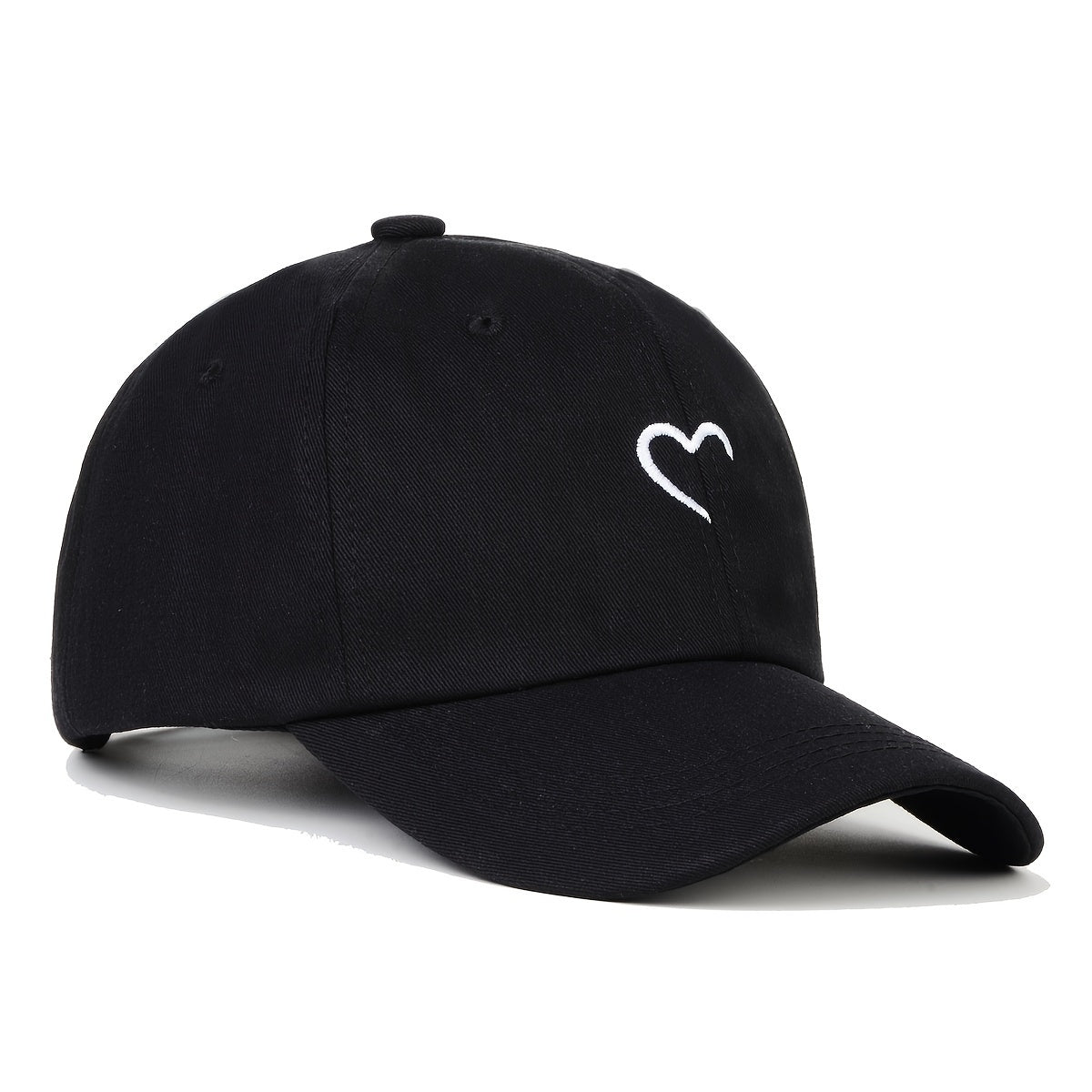 Women's Adjustable Polyester Baseball Cap with Embroidered Heart for Casual and Holiday Wear