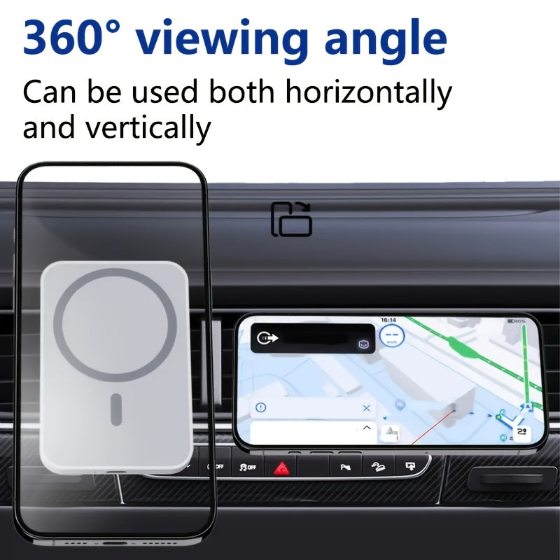 15W Wireless Car Charger with Air Vent Mount for iPhone 15/14/13/12 Mini Pro Max Magnetic USB-C Dashboard Phone Holder