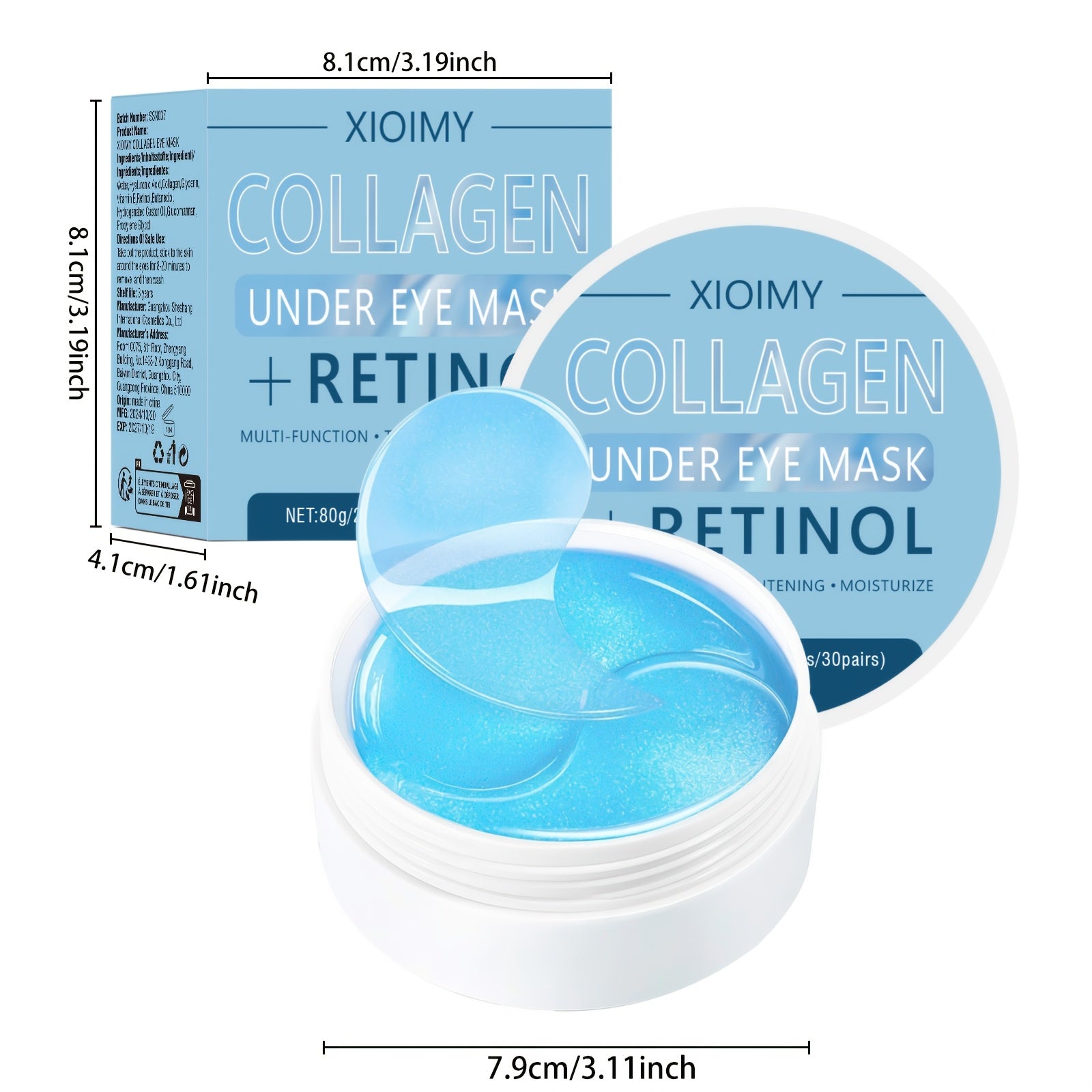 60 dona Kollagen Retinol Ko'z Maskalari chuqur namlik uchun, qattiqlashtirish, barcha teri turlari uchun