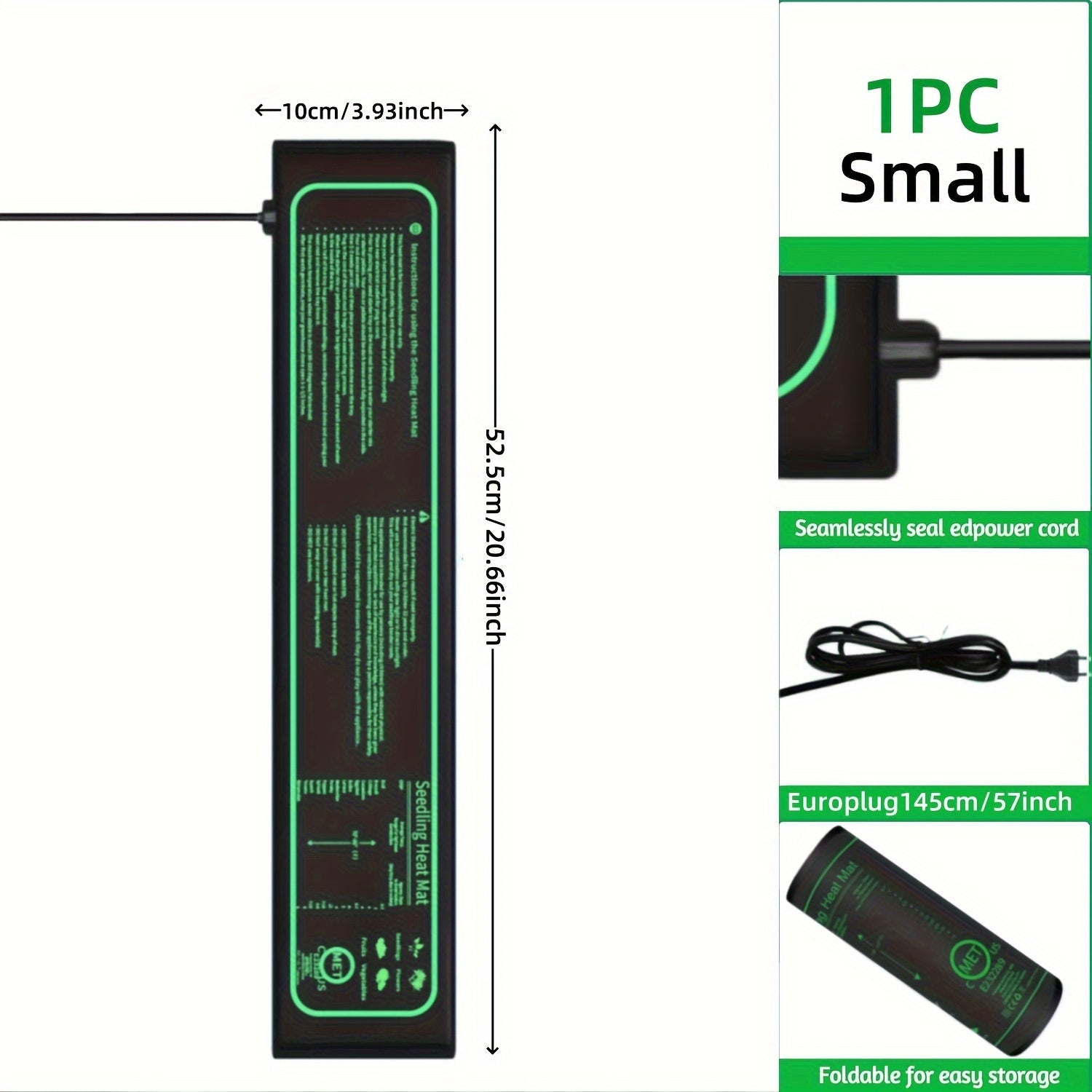Alfombra de calor para plántulas negra para jardinería interior, invernadero, hábitat de reptiles, 220V enchufe europeo