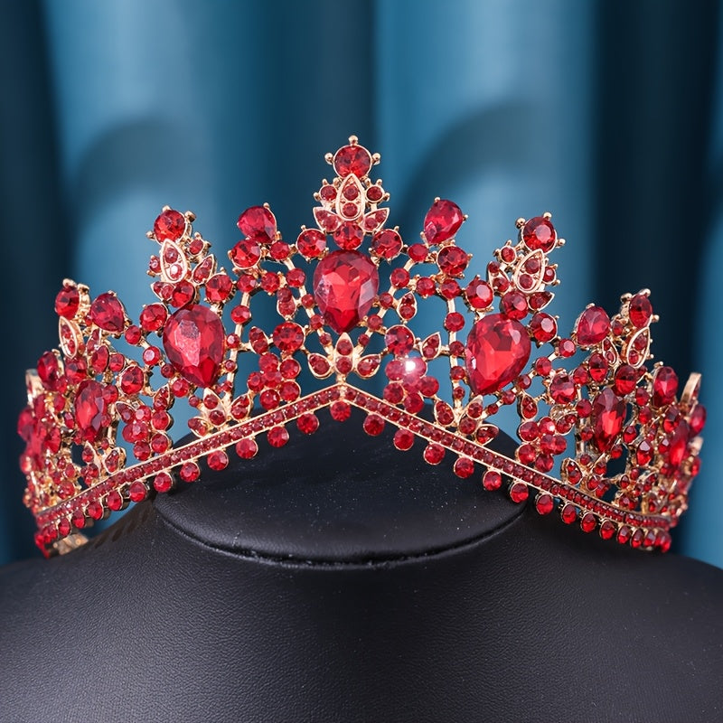 Conjunto de joyería nupcial, corona de pedrería, collar y pendientes para bodas, promesas y fiestas